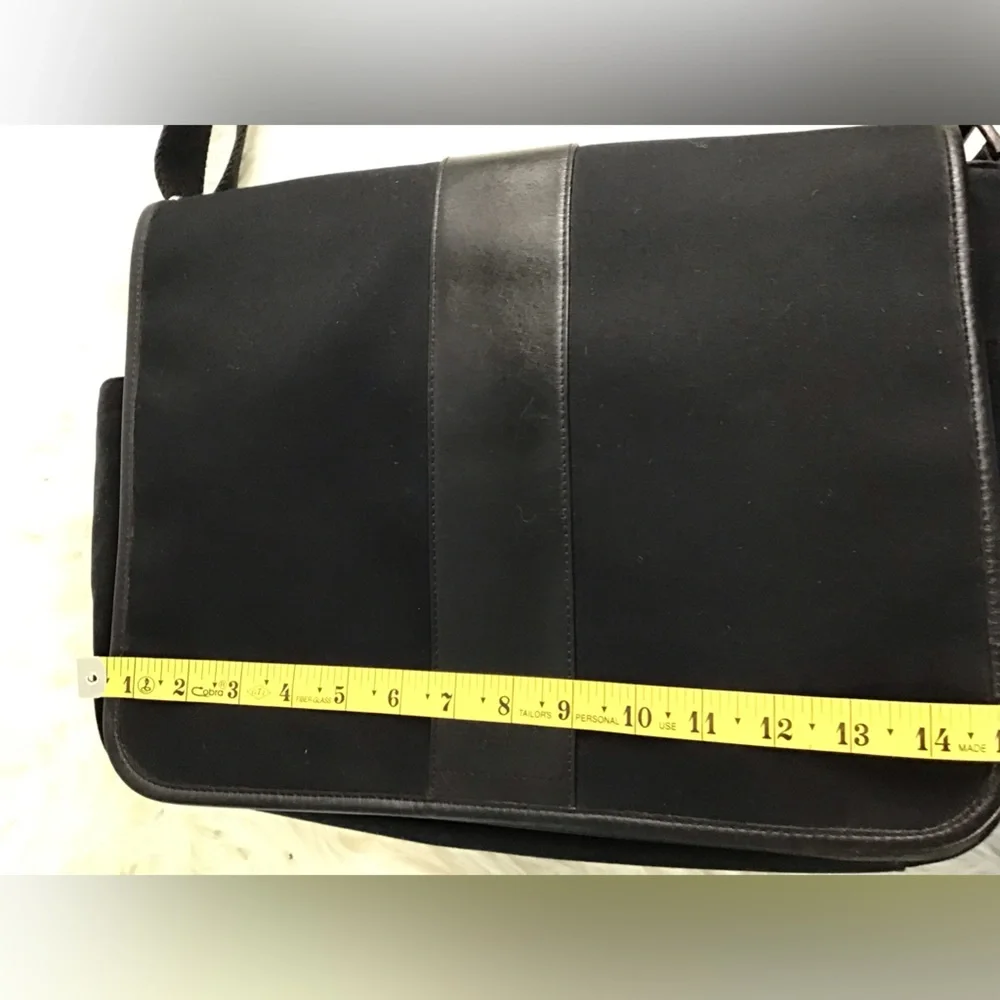 Coach Black Leather Canvas Messenger laptop Bag - Picture 6 of 16